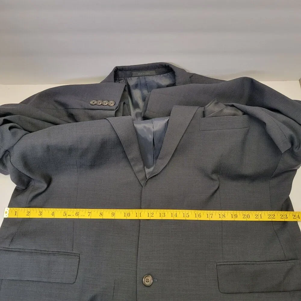 Lauren Ralph Lauren Mens Blue Gray 2pc Wool 2-Button Pleated Pants Suit 48Lx43L